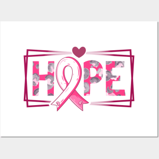 Hope Pink Ribbon Breast Cancer Awareness Posters and Art